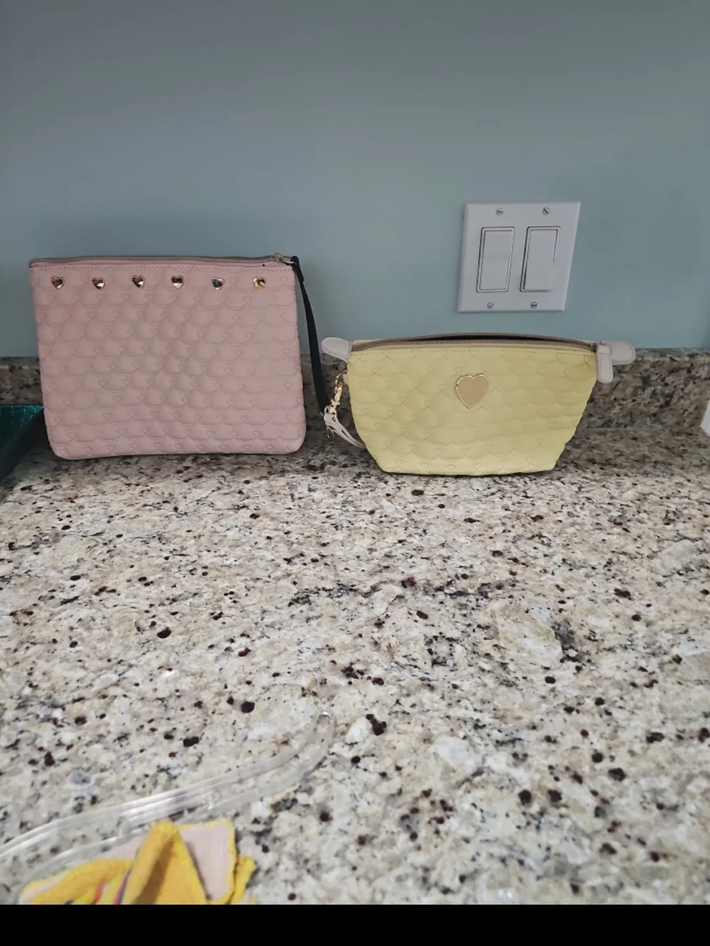 Women's Brand New Betsy Johnson Pink And Yellow Cosmetic Bags